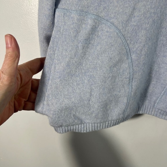 Ann Taylor Loft Tie Mock Neck Wool Cashmere Angora Sweater M Light Blue Pockets - Picture 5 of 7